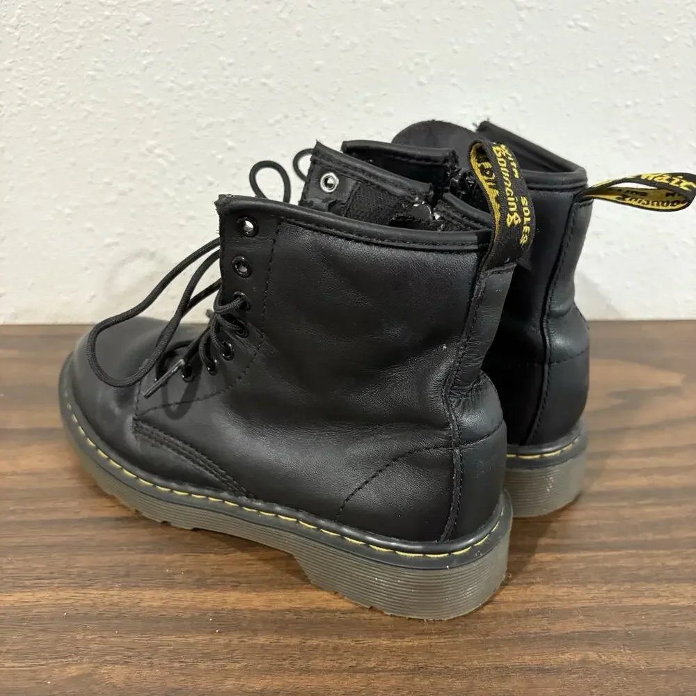 Dr. Martens‎ Delaney Boots Black Leather Zipper US 2 UK 1 Unisex Youth Boy Girl
